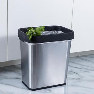 厨房干湿分类桶卫生间客厅清洁桶 欧润哲不锈钢压圈无盖垃圾桶