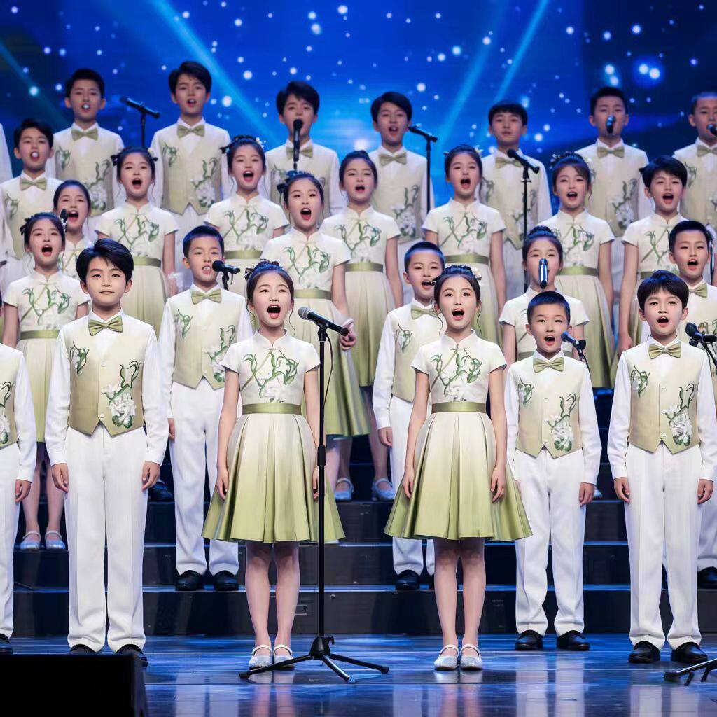 儿童合唱服中国风主持人礼服合唱团演出服中小学生红歌诗歌朗诵服
