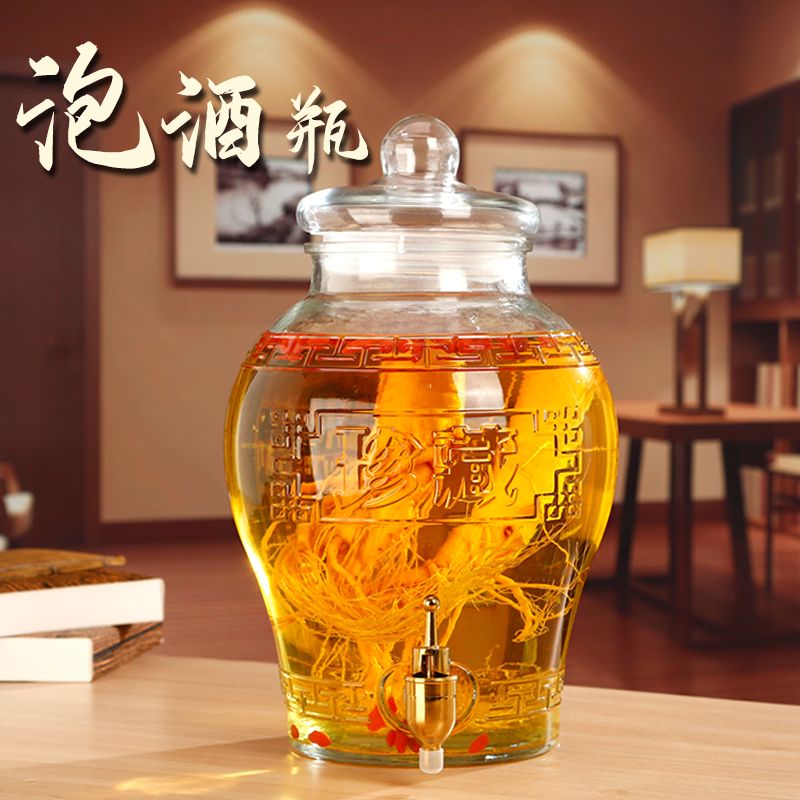 新疆包邮珍藏泡酒玻璃瓶带龙头5斤10斤20斤密封酒坛泡酒瓶酒坛子