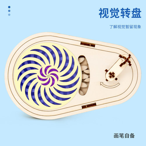 科技小制作3D视觉错觉转盘实验材料 中小学生 DIY 手工科学教具