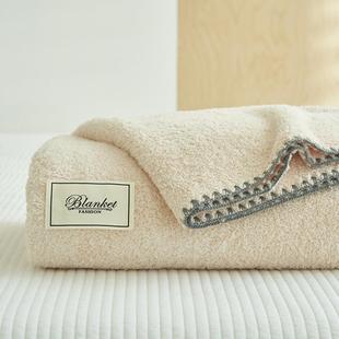 床上用品新款 HJ轻奢简约纯色云朵绒休闲盖毯厚实柔软午睡毯 毛毯