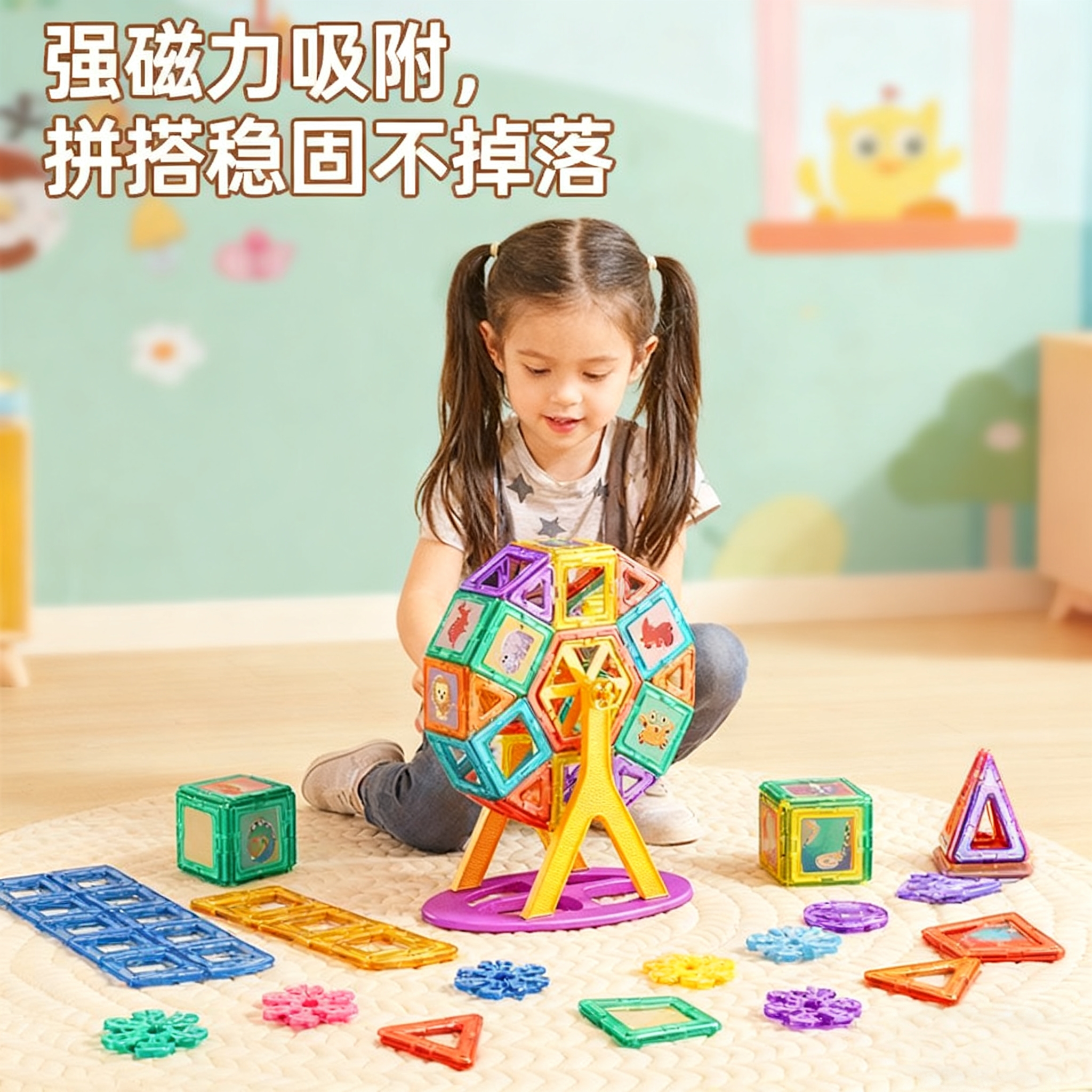 磁力片积木3-6岁男女孩益