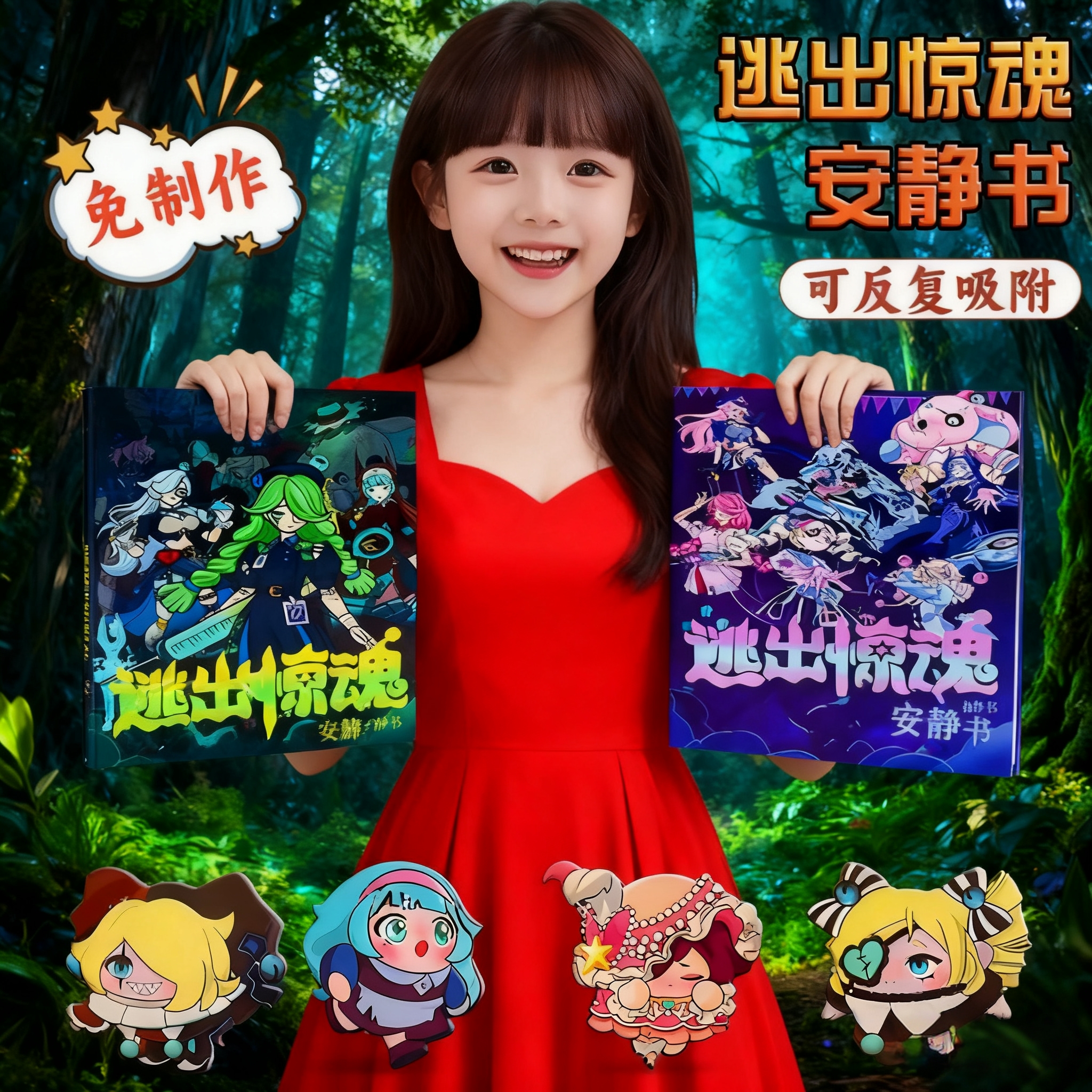 蛋仔派对逃出惊魂夜手工diy创意粘贴磁力安静书免裁剪益智贴画本3