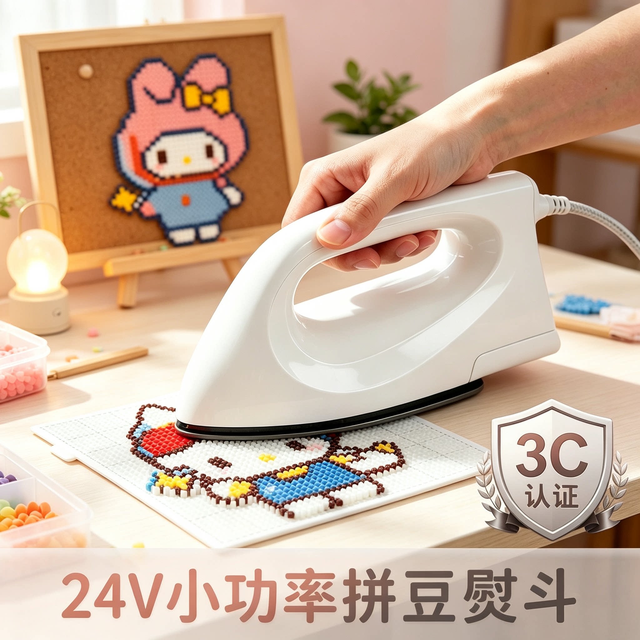 24V小功率拼豆融合器手工DIY安全低功率3C可调节温度熨烫机白熨斗