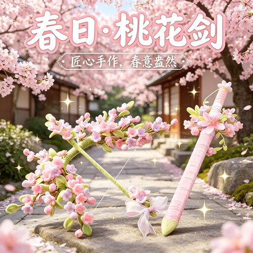春日桃花剑扭扭乐手工diy材料包手持花朵弓箭道具创意礼物送闺蜜
