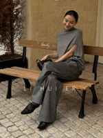 LiHuiEr LiHui 'er wore a semi-high-neck woolen knitted sweater in the style of old Qian, with the moon veiled in dust and a serene demeanor thumbnail 6