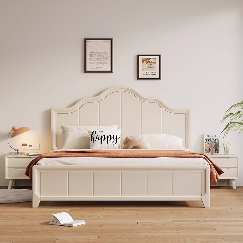 速发白色全主木床奶油风格1.8米双.床1人5实卧公主美式床