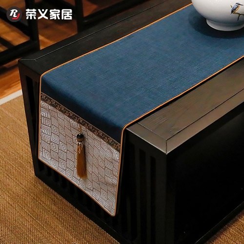 速发新中式禅旗桌意茶席茶旗约台布艺长条餐桌布简茶茶几桌布茶布