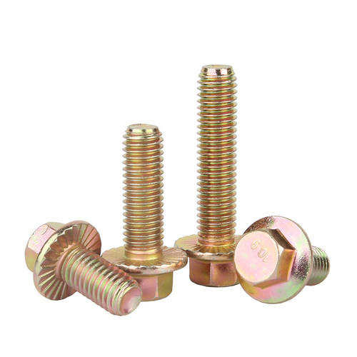 速发10.级高强度外六角法兰面螺丝钉M兰螺8彩锌带齿螺钉M6M栓M10