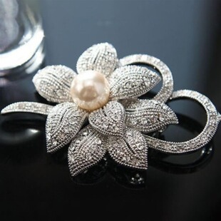 Diamond studded high-end brooch women scarf buckle alloy che