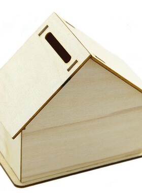 Natural wood color Diy wooden white clay piggy bank wooden h