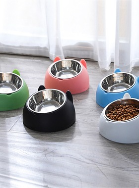 Pet cat and dog bowl stainless steel cat food cervical verte
