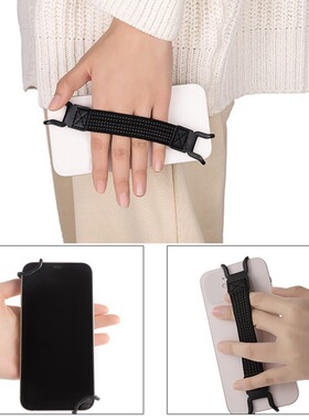 Black one handed mobile phone operator anti fall strap elast