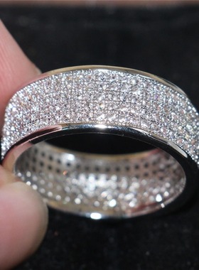 镶钻五排钻戒指时尚男女指环ebay