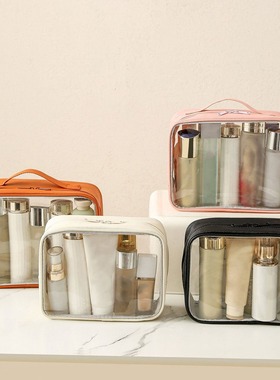 Large capacity PVC transparent makeup bag for women grooming
