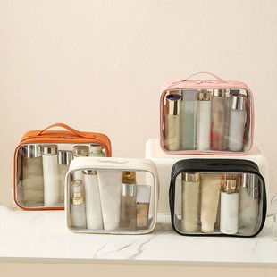 Large capacity PVC transparent makeup bag for women grooming