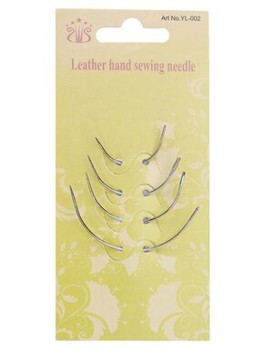 Silver large eye needle bent needle 1 set of four elongated