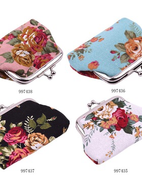 Cross level rose canvas coin purse women fabric coin purse c