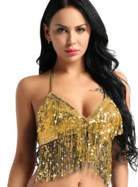 Belly dance pole dance sequin bra nightclub stage suspender
