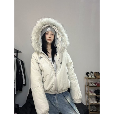 15GET美式复古可拆卸毛领棉服