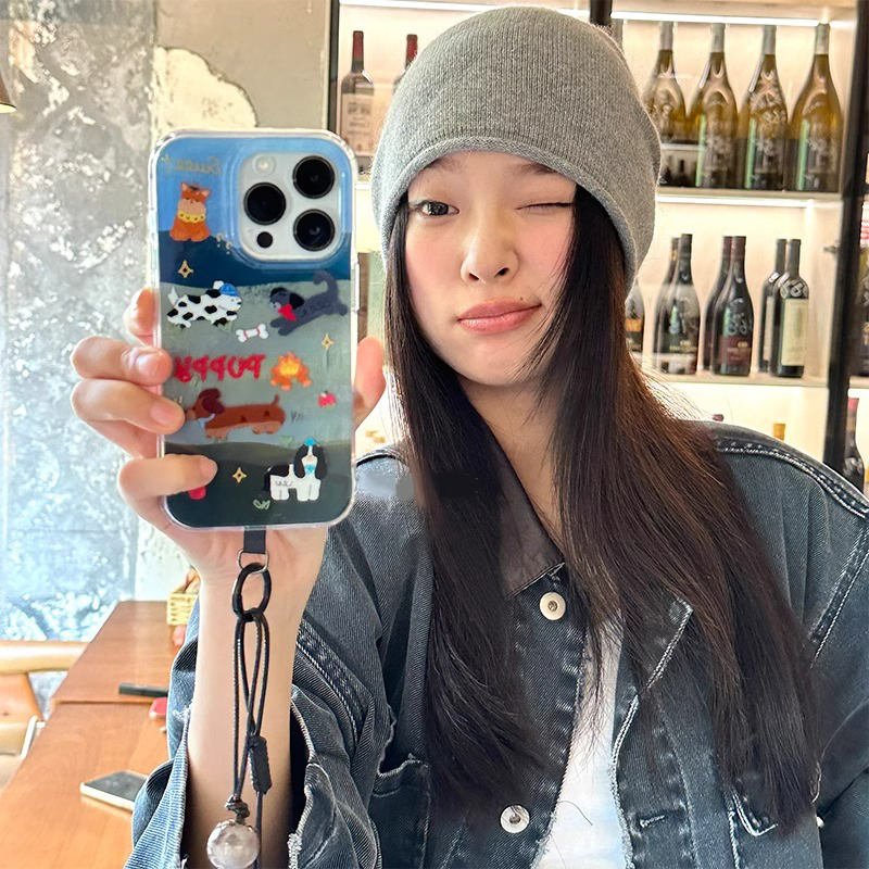 ins可爱少女油画狗狗适用于苹果16promax手机壳iphone15/14全包xsmax创意13proxr女12mini小众11pro白底IMD