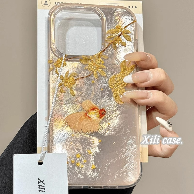 国潮秋日落叶金鱼适用于真我 gt大师探索手机壳realme11/gtneo5创意neo3全包v30/GT7pro女v23/10pro羽纱