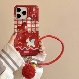 ZYL新年小马红格纹拼接适用于vivo iqoo15pro/13/12s手机壳neo7/6se全包iqooneo11/10女z10turbo/z9冰川IMD