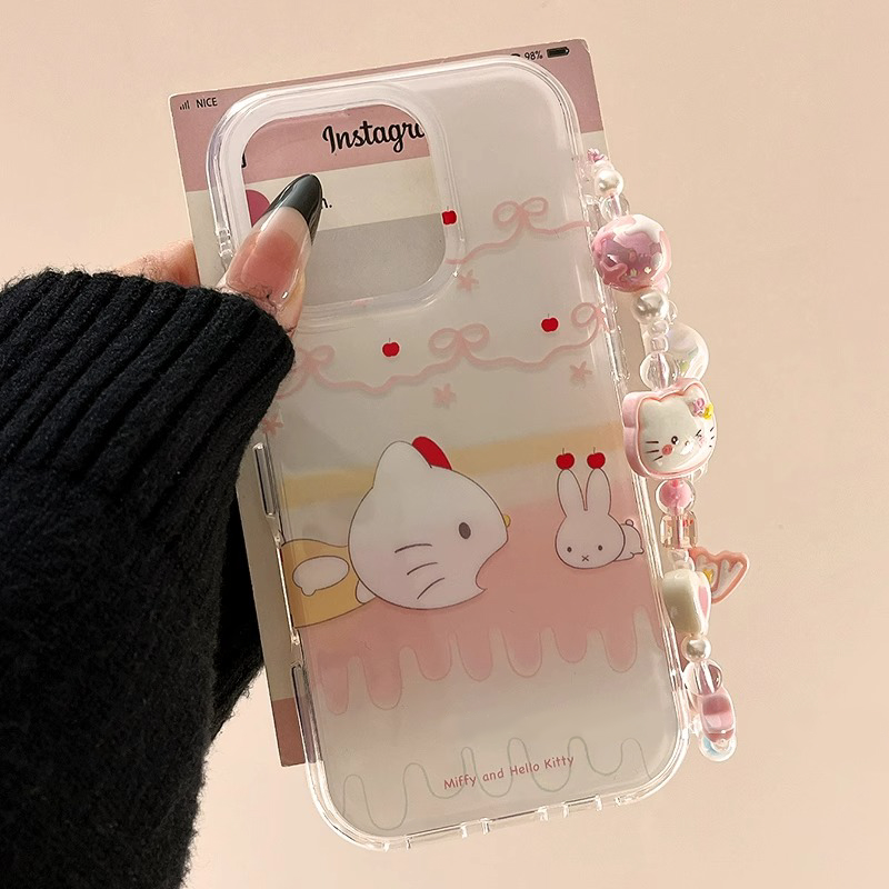 可爱ins卡通凯蒂米菲兔适用于苹果16promax手机壳iphone15/14全包xsmax创意13proxr女12mini小众11pro白底IMD