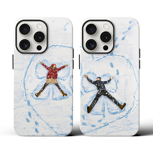 雪地情侣油画冬天适用于vivo x200spro/x90s/x80/x70手机壳二合一s18pro/s17e/s16e全包原创s15/12女卡通