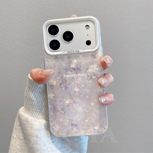 ZYL法式英文紫色碎花适用于vivo s50/S30 pro mini/s20/手机壳s19/17新款x300/x200ultra彩银y500/y300i女y78