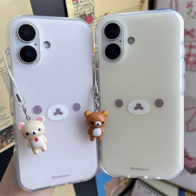 中意莱ins可爱轻松熊适用于苹果16promax手机壳iphone15/14全包xsmax创意13proxr女12mini小众11pro白底IMD