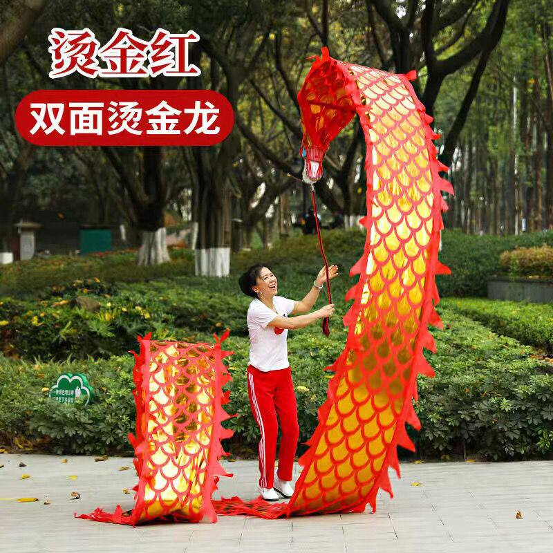 双面烫金广场健身舞龙彩带彩绸初学成人中老年耍龙道具