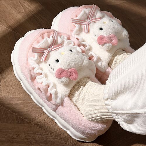 HelloKitty猫棉拖鞋女士冬季包跟