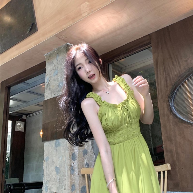 现货速发大码法式气质抹胸性感裙子长裙微胖遮肚吊带玫红色连衣裙