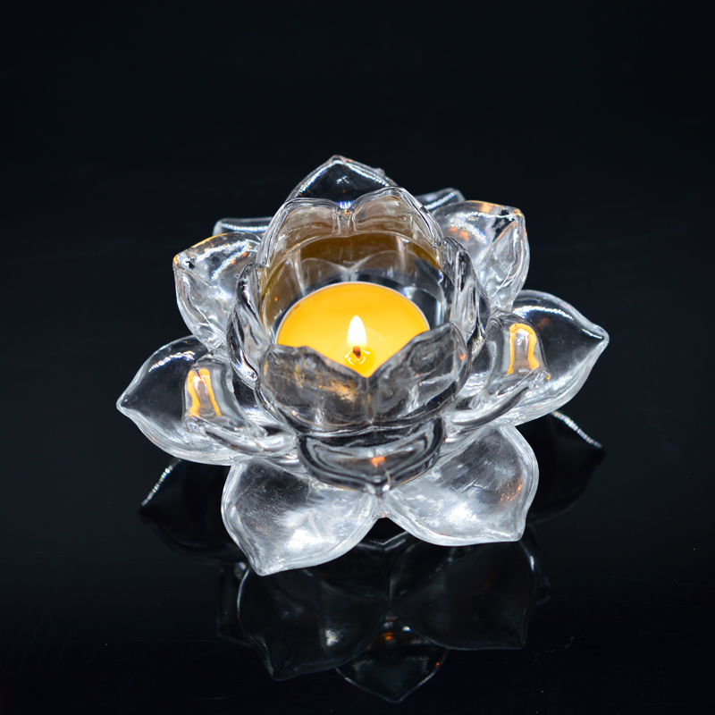 蜡烛烛台供佛灯酥油灯灯座家用水晶莲花蜡烛底座供灯灯盏玻璃琉璃