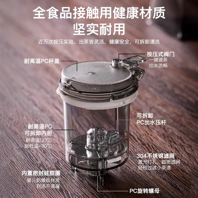 飘逸杯泡茶壶2024新款办公室一键茶水分离杯家用S耐热玻璃茶具套