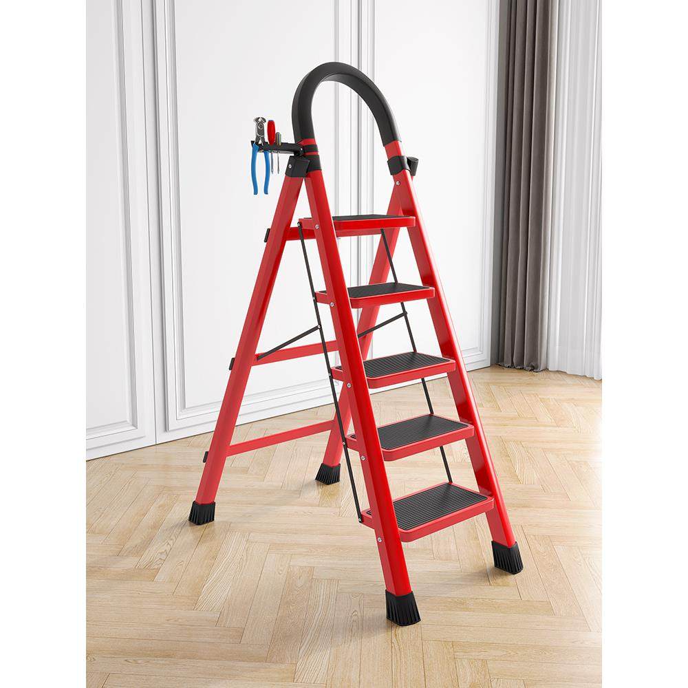 梯子家用折叠伸缩室内楼梯人字梯多功能加厚升降不锈钢五步梯爬梯
