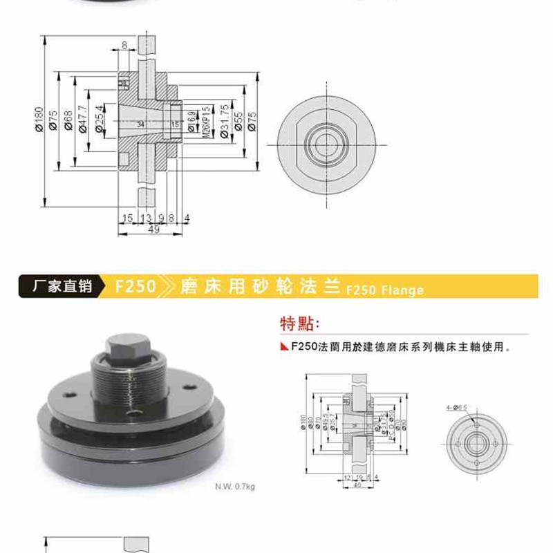 618磨床配件 磨床用夹砂紧轮法兰盘F250 F350砂轮主轴法兰盘33130