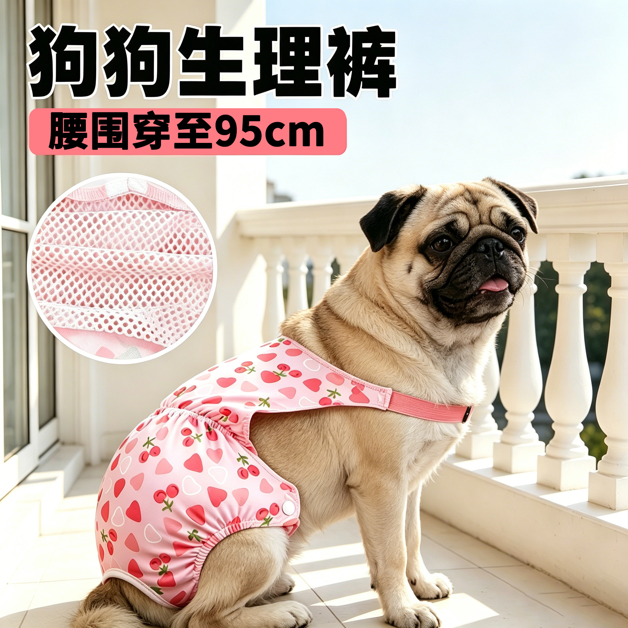 巴哥专用狗狗生理裤母狗姨妈巾姨妈裤宠物狗安全裤内裤公母生理期