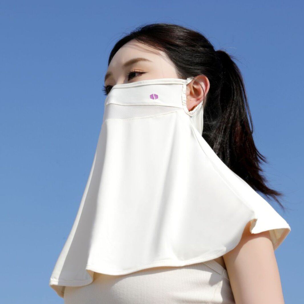 防晒面罩披肩一体护颈口罩防紫外线女夏季薄透气骑行冰丝遮阳脸罩