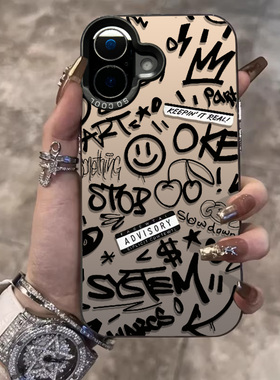 镂空字母适用苹果16pro手机壳iphone15plus新款14美式13mini英文12promax黑色8plus磨砂7标签xr高级x男女外壳