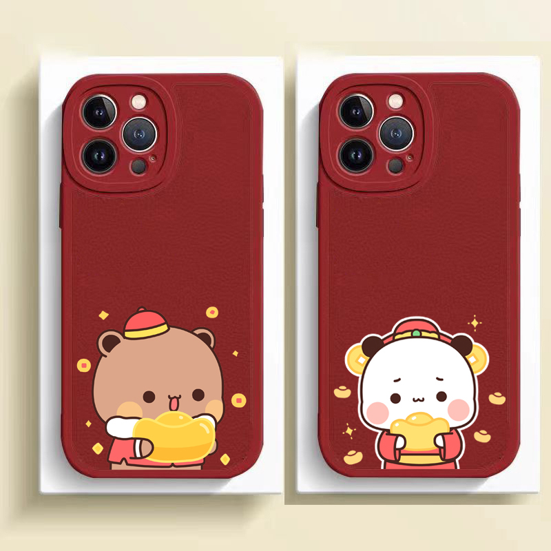 适用iPhone15一二布布手机壳苹果14plus大眼羊皮贴皮13promax软壳12mini
