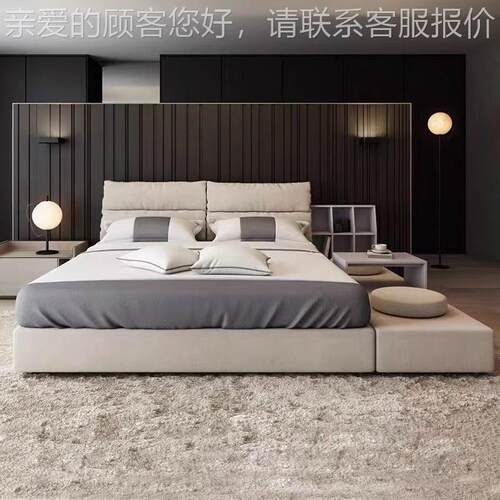 风奢轻WD52030床大床免洗现皮代简约北双人床榻欧榻米床主卧落地