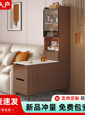实木沙发边柜侧边柜轻奢岩板边几客厅家用抽拉柜墙角置物架茶几桌