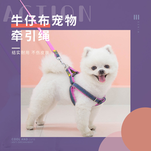 博美犬专用牵引绳网红小体博美幼犬背心式 胸背溜狗狗绳子用品大全