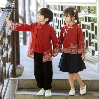 幼儿园园服春秋长袖国风汉服小学生民国风班服套装朗诵合唱演出服