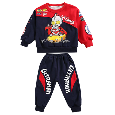 男童卫衣奥特曼套装春季春秋2025新款春装男孩冬季加绒儿童衣服潮