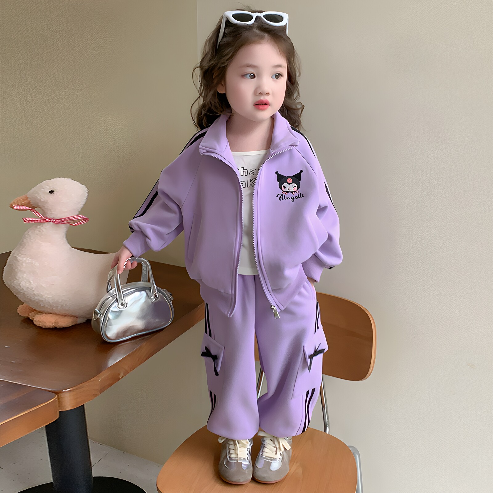 女童套装春秋外套2026新款春季棒球服库洛米春装女孩儿童衣服