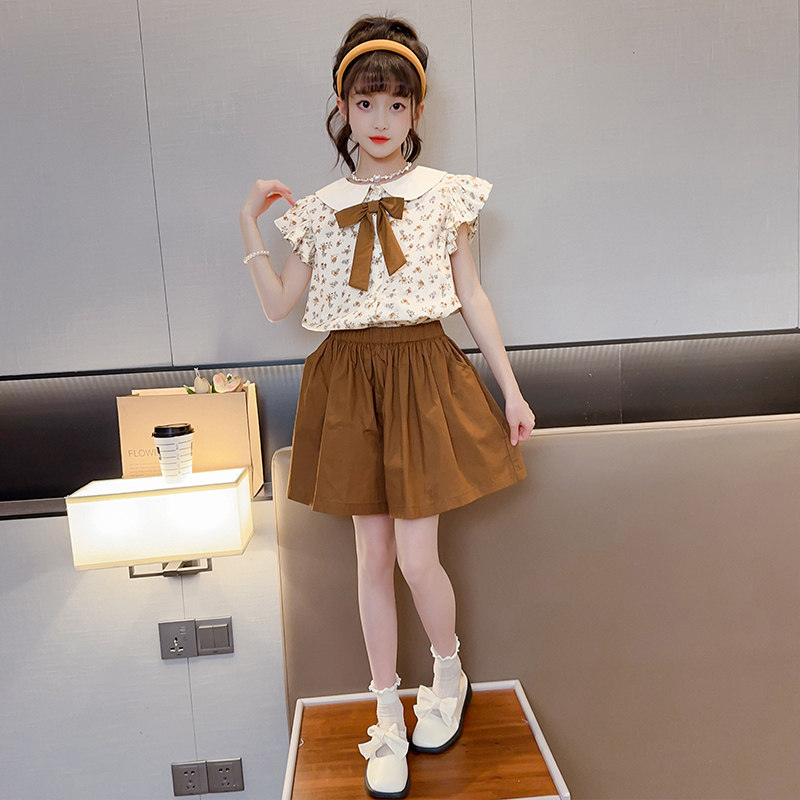 女童短裤套装女孩2026新款衣服短袖衬衫夏季夏装儿童裤子两件套