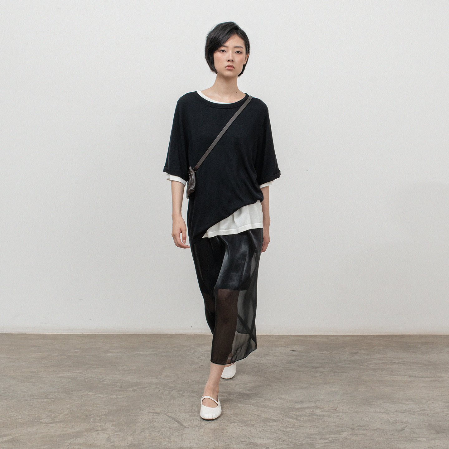 桑蚕丝圆领针织短袖Tee